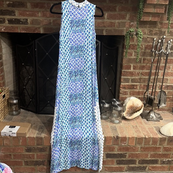 Lilly Pulitzer Jane Maxi Embroidered Shift Dress With Tassels, size 0 - Picture 6 of 10